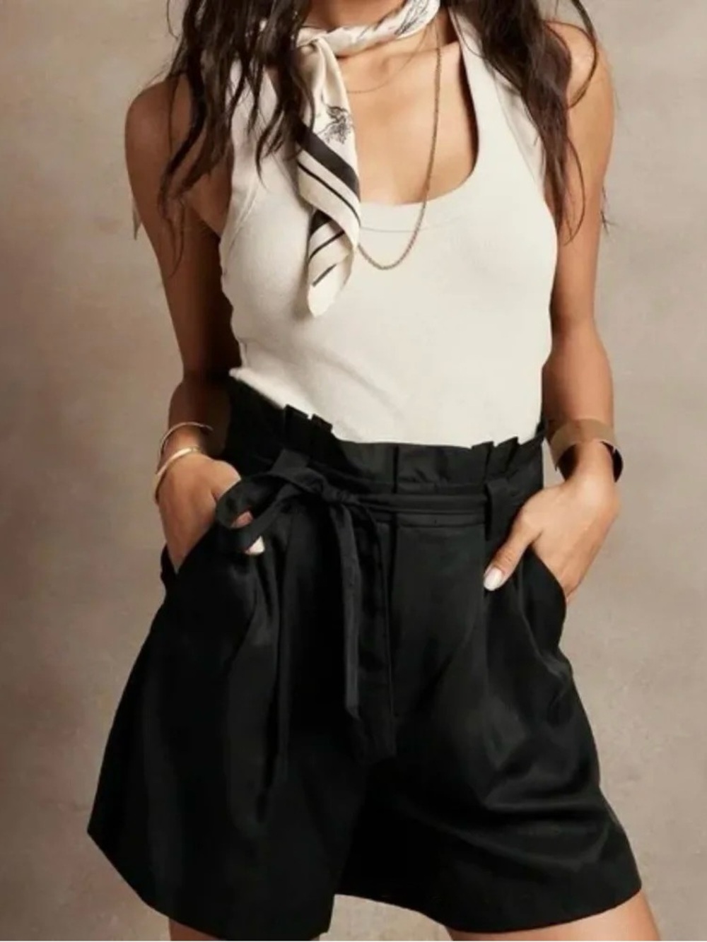 Banana Republic Tie Waist Utility Shorts in Black